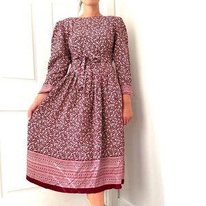 Vintage 80s Lanz Originals Prairie Dress Size Small Floral Midi Cottage Core